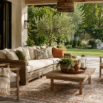 Outdoor sofas, cushioned lounge chairs, deep armchairs, and modular sectionals can all help create a more polished patio look. A simple loveseat and two chairs can work beautifully for a small outdoor room, while a larger backyard may suit a sectional sofa, accent chairs, and a central coffee table.