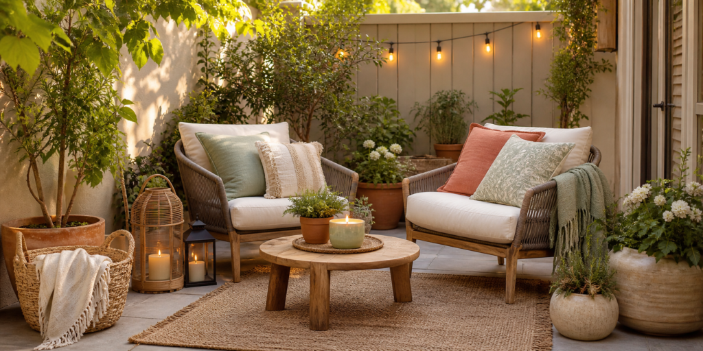 a cozy summer outdoor space that feels relaxed, stylish, and easy to enjoy
